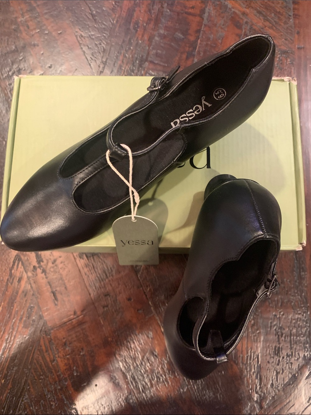 Yessa Black  Mary Jane Heels with Ankle Strap